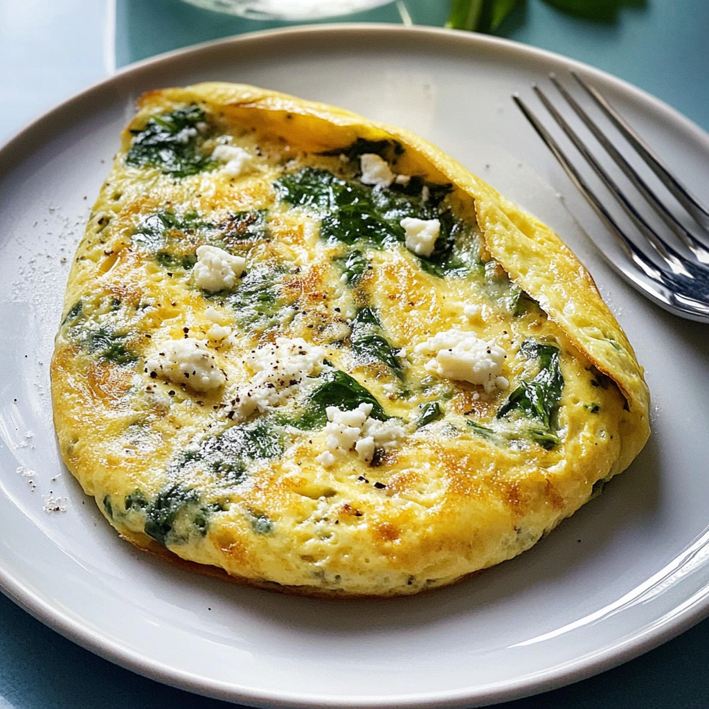 15 Minute Spinach and Feta Omelet