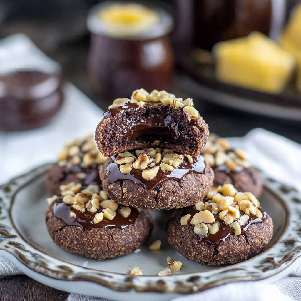 Chocolate Hazelnut Thumbprint Cookies