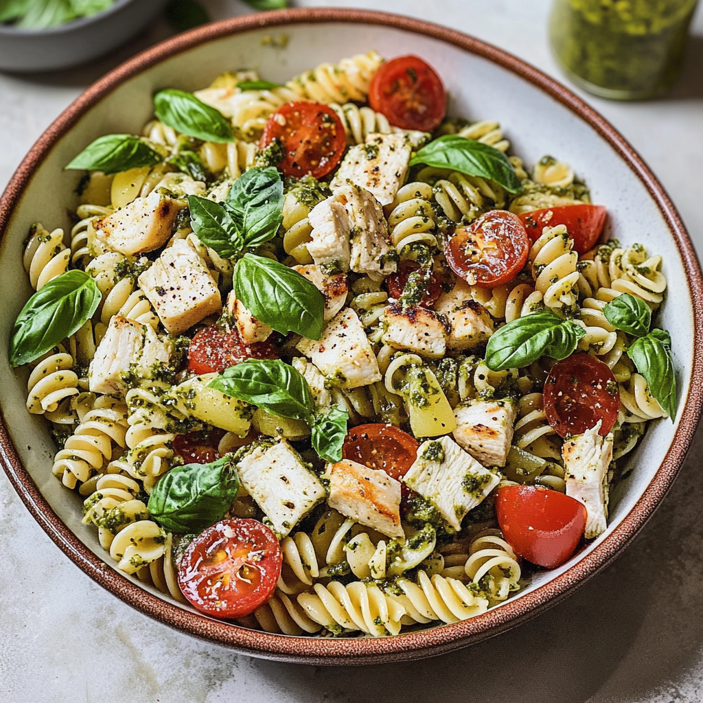 Easy Chicken Pesto Pasta Salad