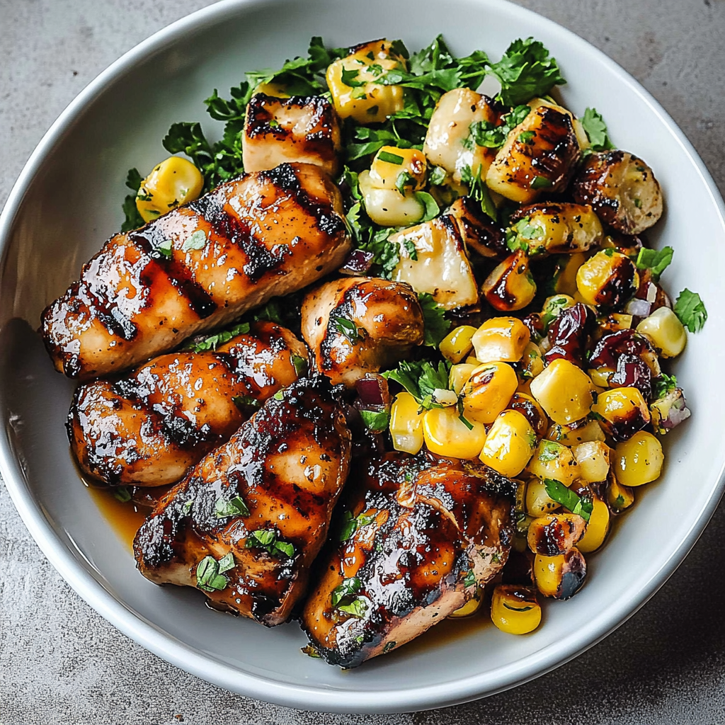Grilled Hot Honey Chicken with Sweet Corn Salad