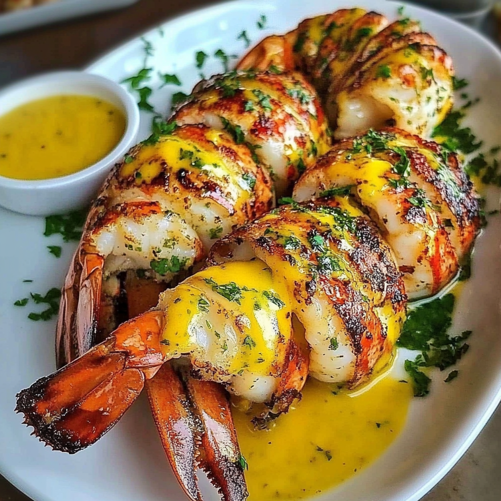 Grilled Lobster Tails with Garlic Herb Butter