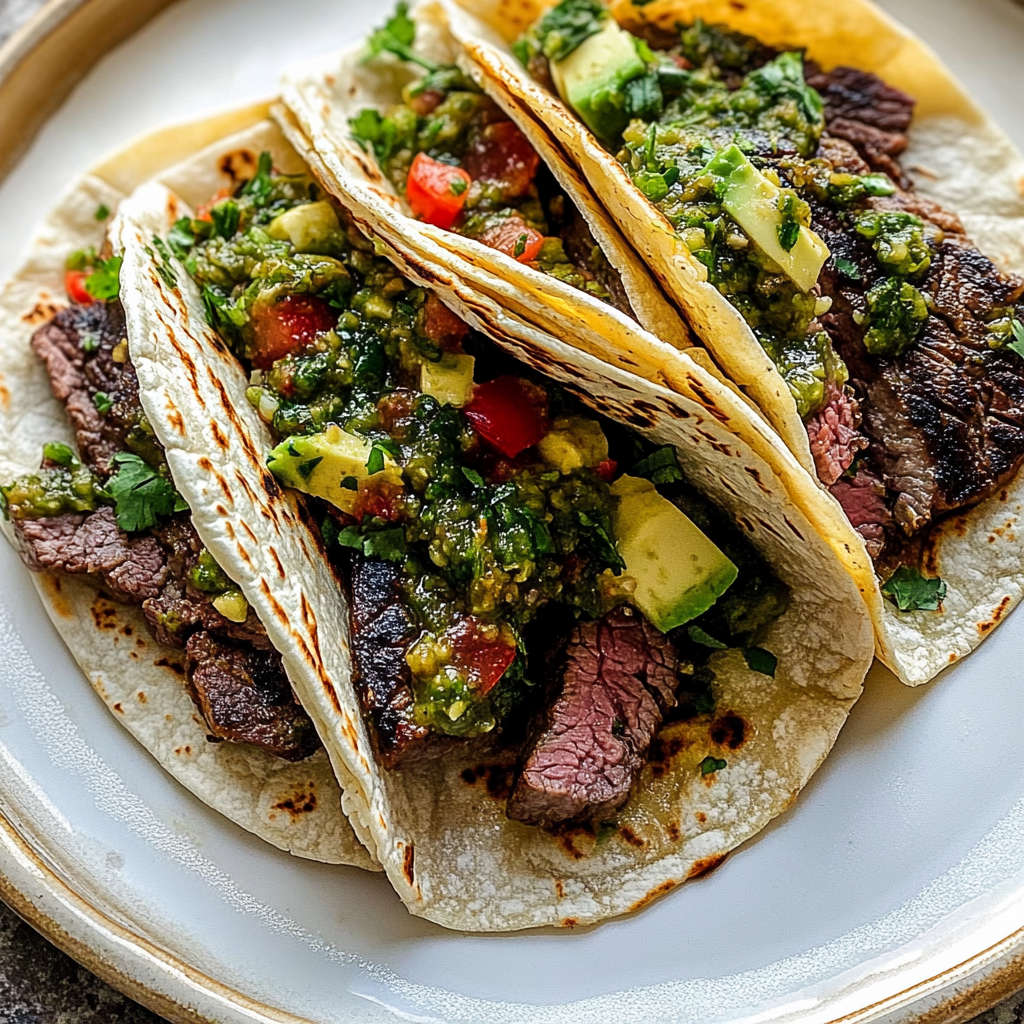 Grilled Steak Tacos with Avocado Salsa