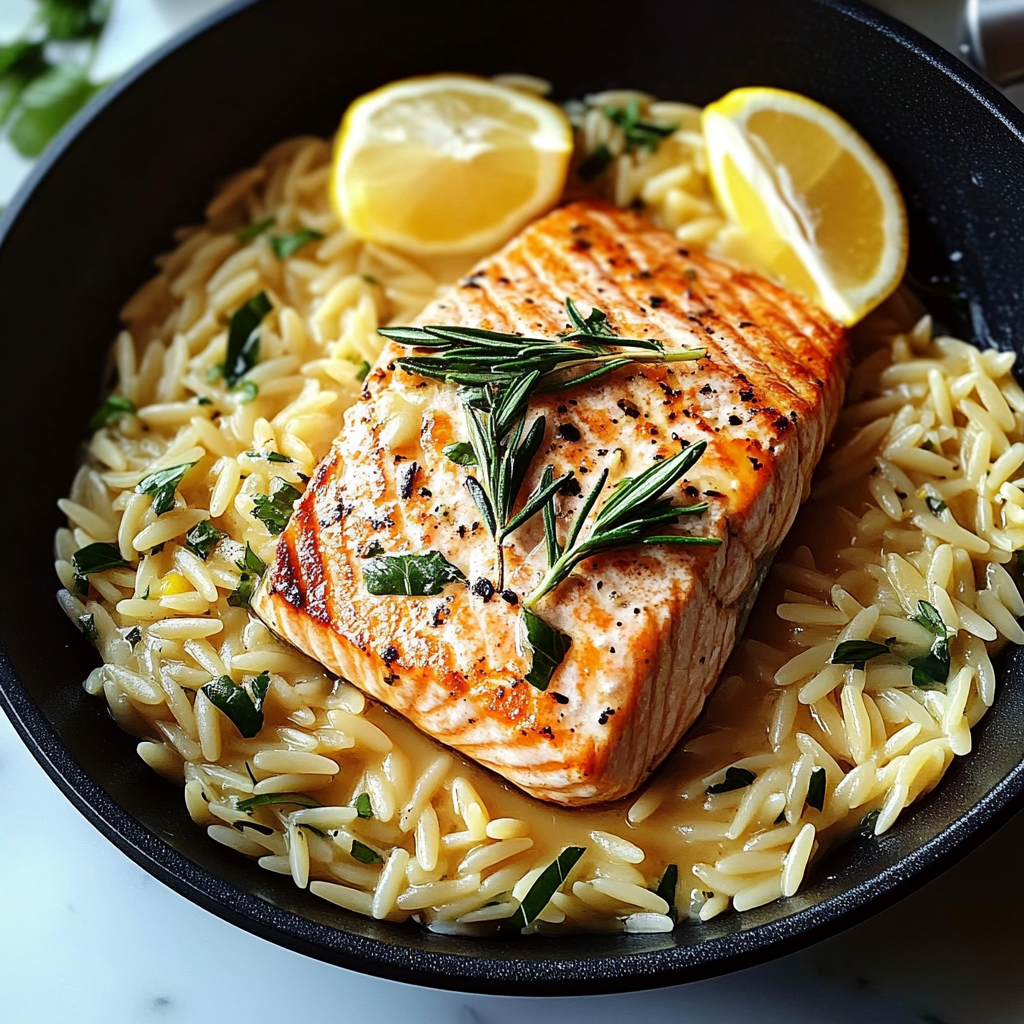 Lemon Orzo Salmon Delight in One Pan