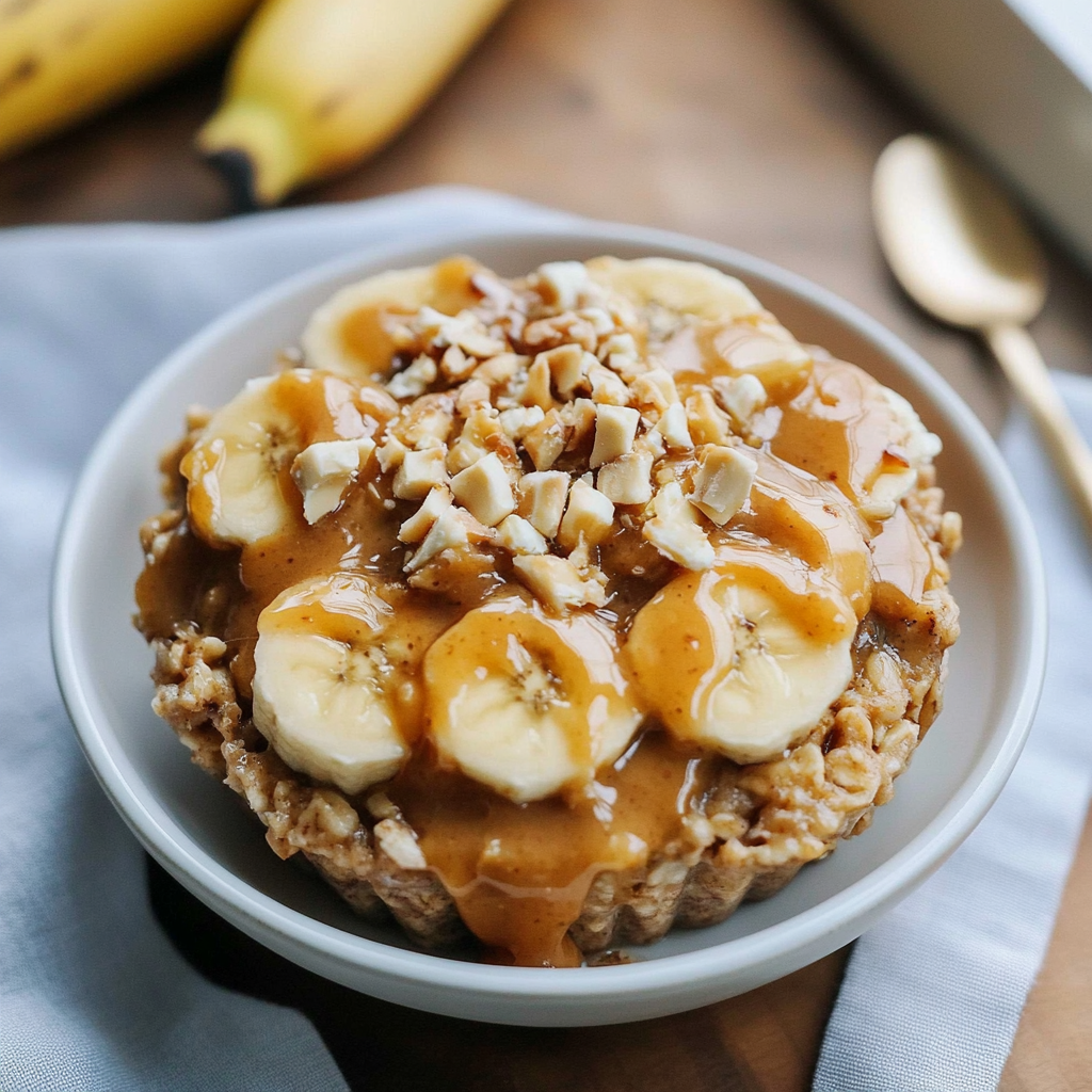 Peanut Butter Banana Baked Oatmeal Cups