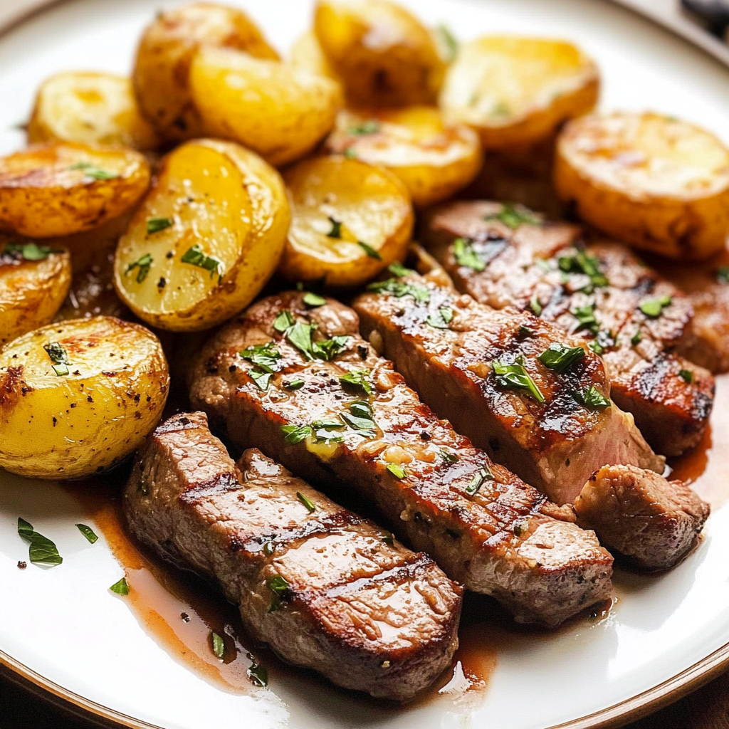 garlic butter steak and potatoes