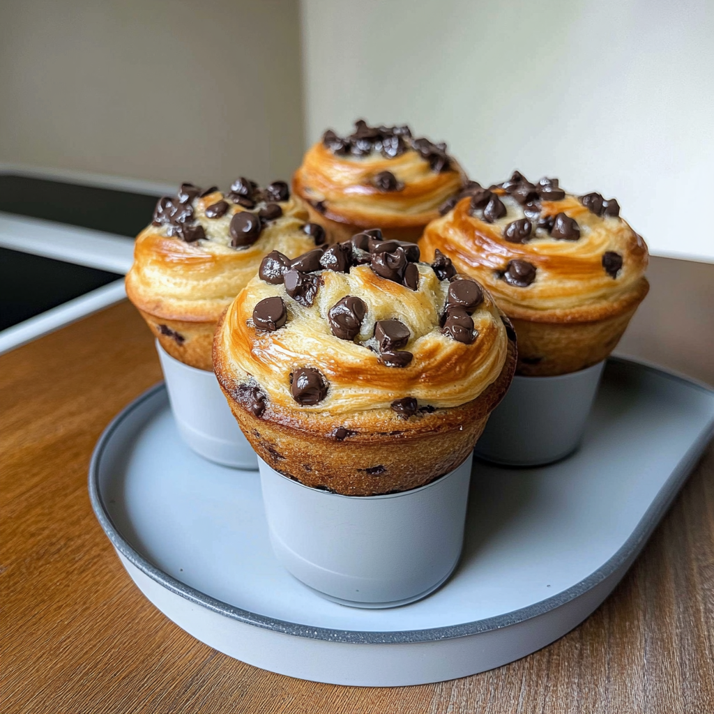 Chocolate Chip Sourdough Cruffins
