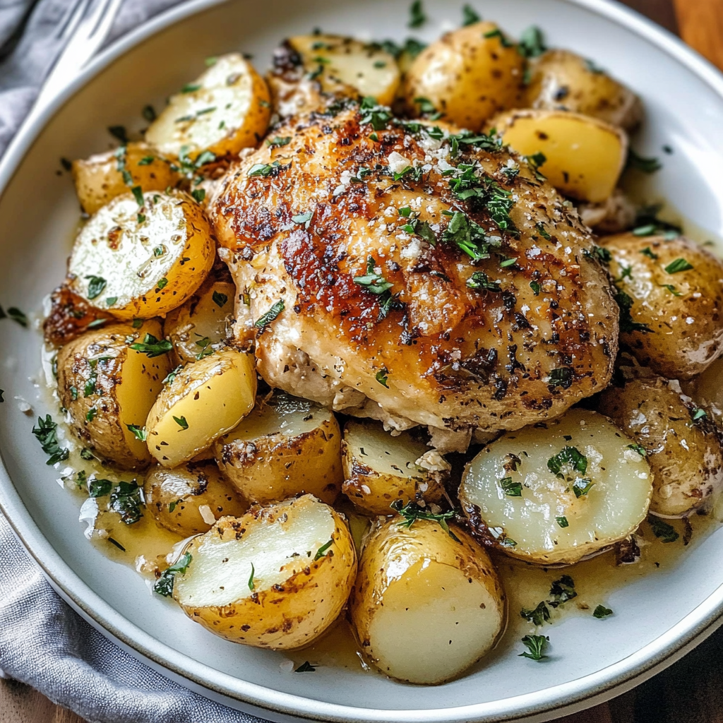 Garlic Parmesan Crockpot Chicken and Potatoes