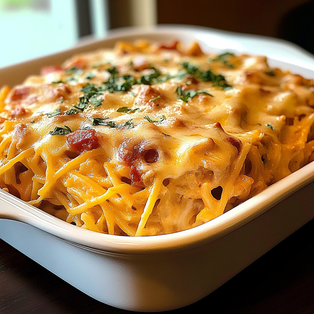 Irresistible Spicy Southern Chicken Spaghetti Casserole