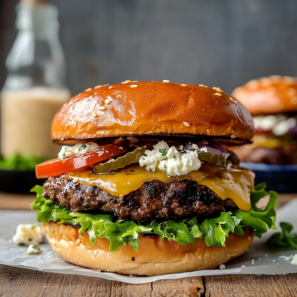 Juicy Ground Beef Smash Burgers with Feta Cheese Twist
