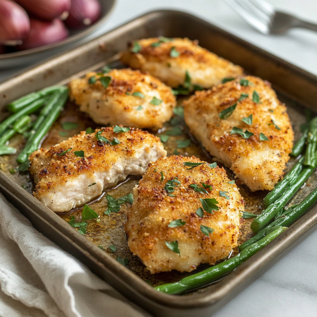 Parmesan Crusted Chicken Sheet Pan Dinner