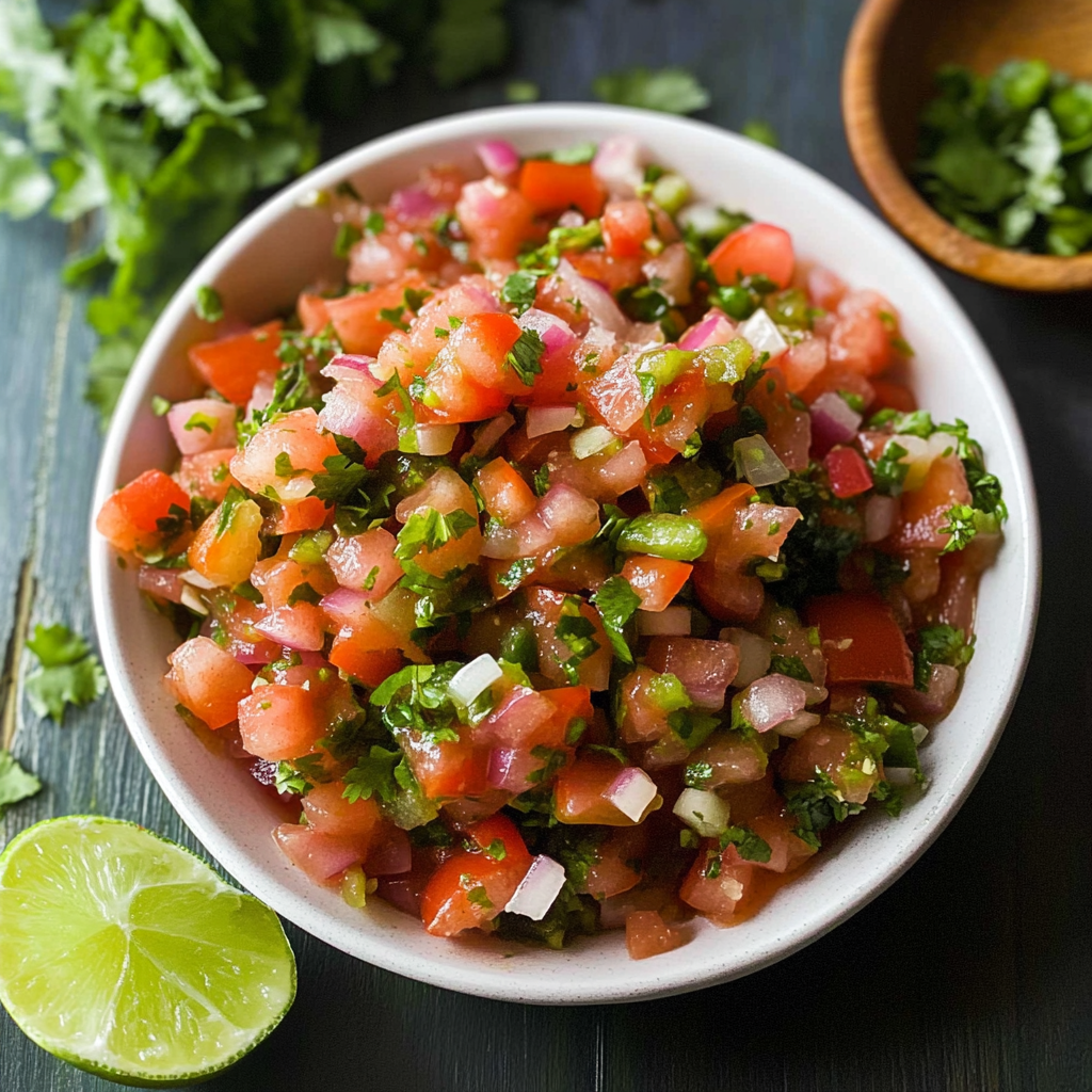 Salsa pico de gallo estilo mexicana