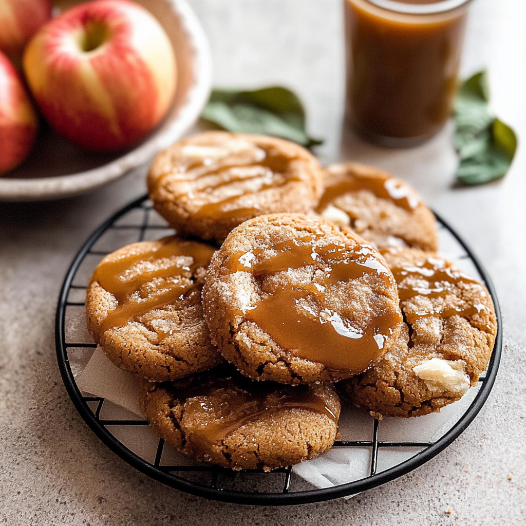 caramel apple cider cookies - Blue Bowl