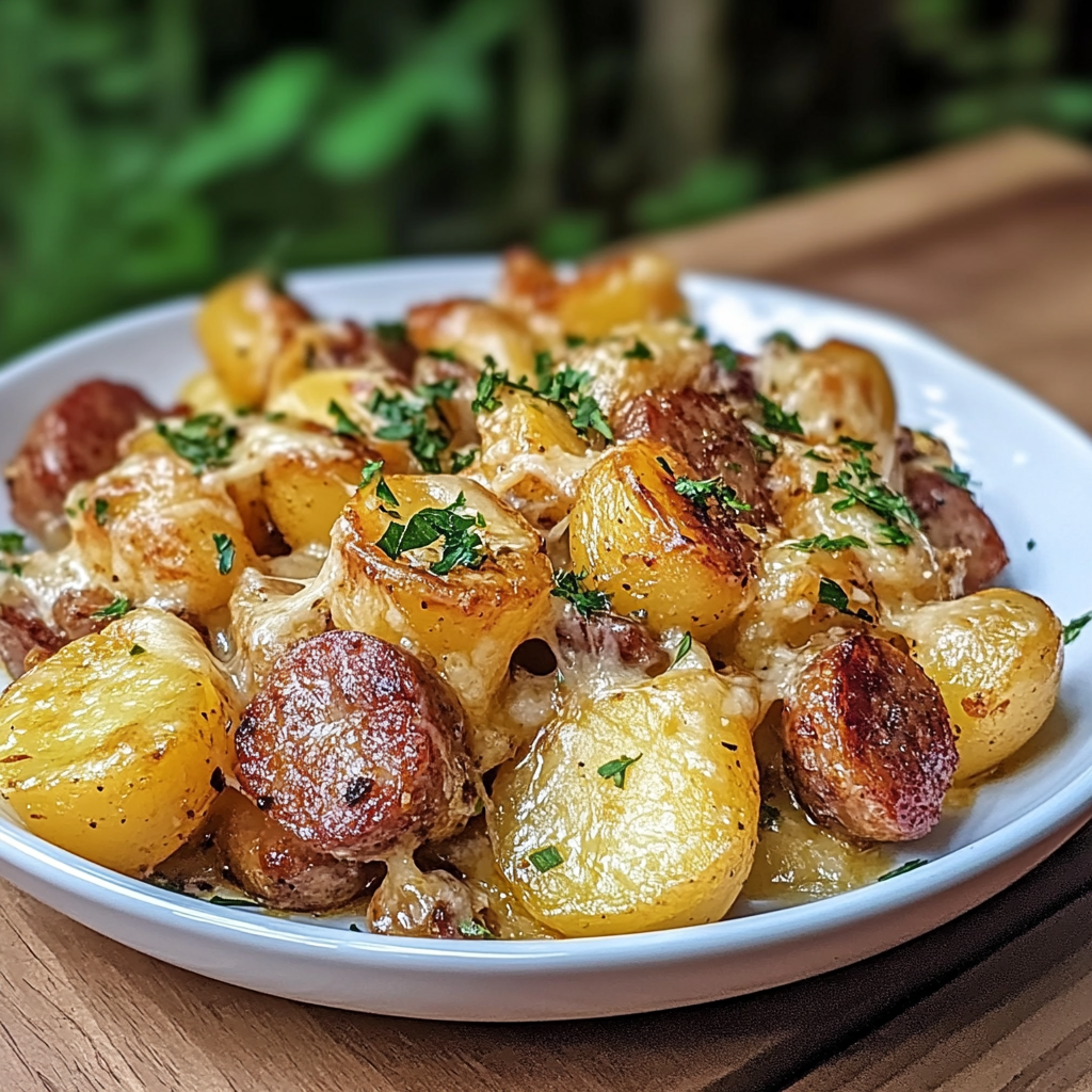 Cheesy Ranch Potatoes and Smoked Sausage