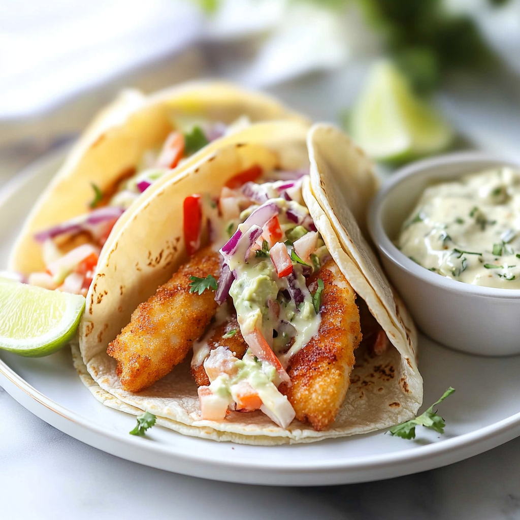 Crispy Baja Fish Tacos with Avocado Crema (30-Minutes)