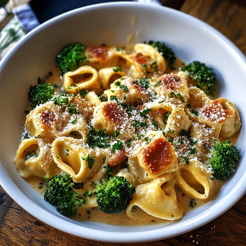 Garlic Parmesan Tortellini with Chicken and Broccoli