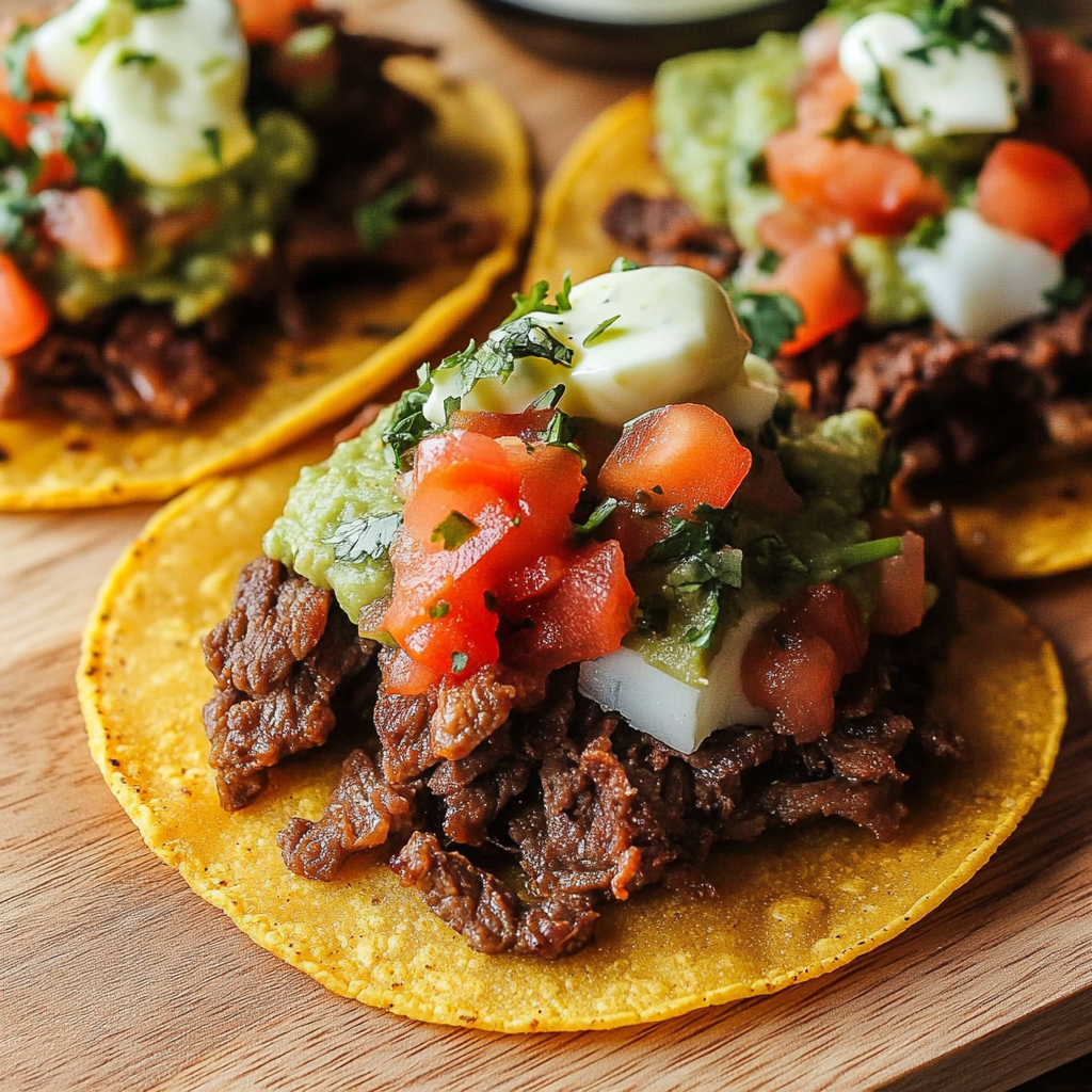 Mexican Tostadas de Carne Asada