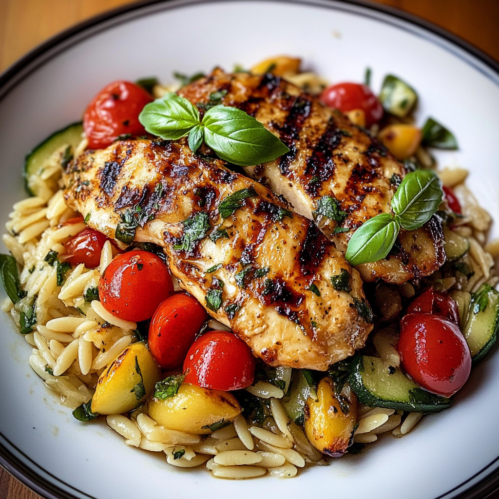 One-Pan Balsamic Chicken Orzo with Vegetables