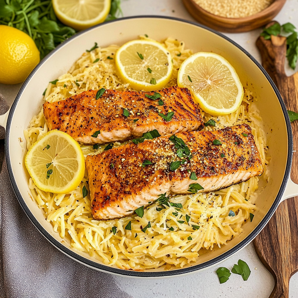 Salmon with Lemon Orzo