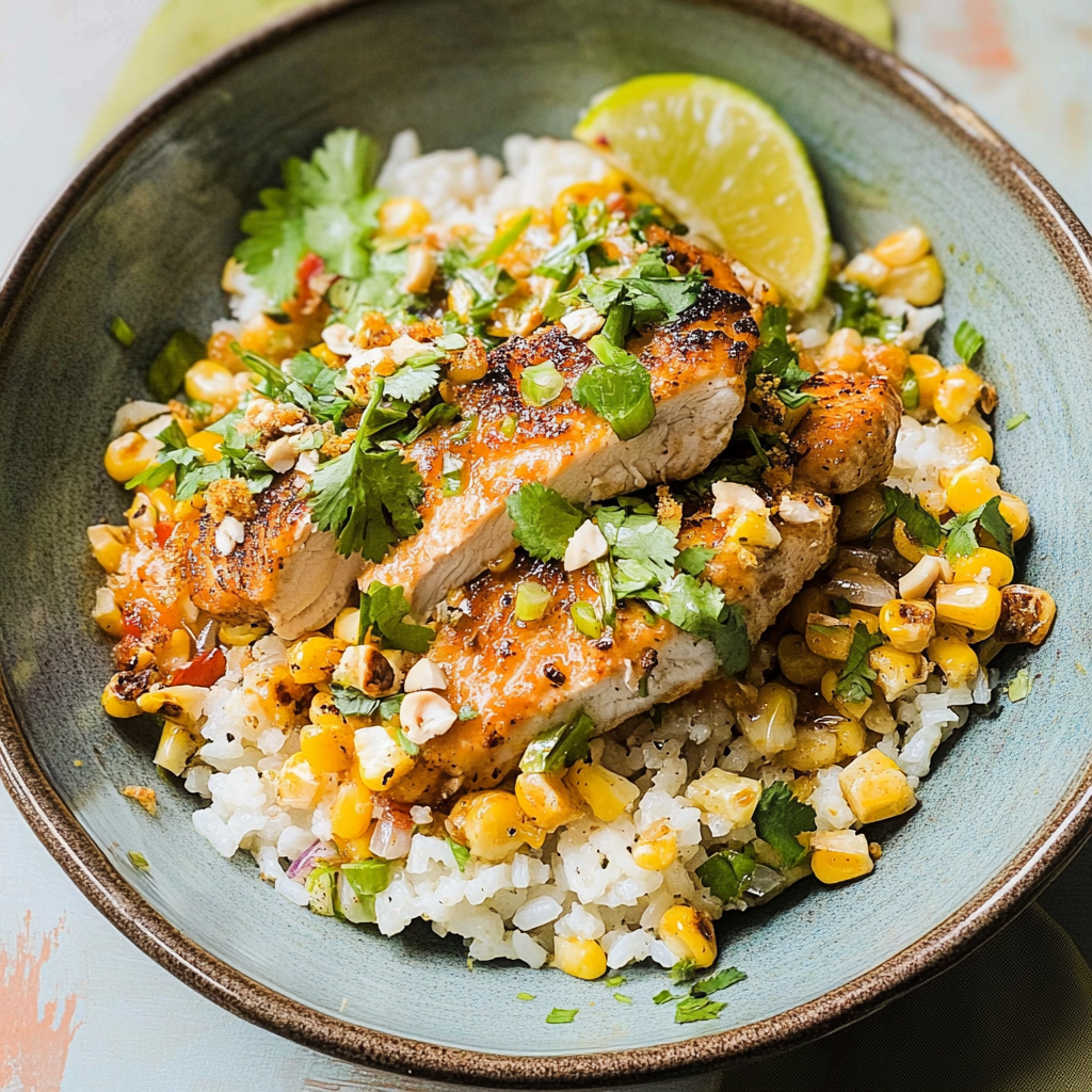 Street Corn Chicken Rice Bowl
