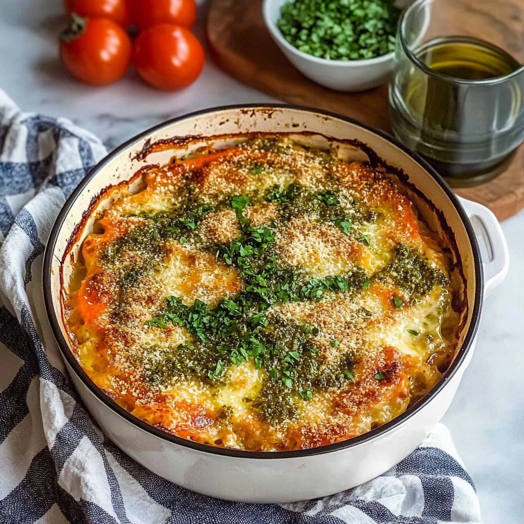 White Bean and Pesto Bake