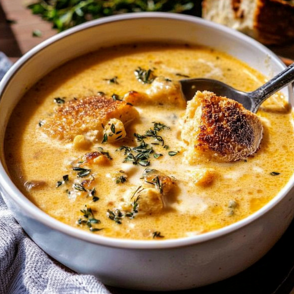 Brie and Cheddar Butternut Squash Beer Soup