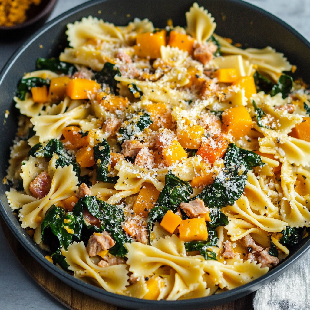 Butternut Squash Pasta with Spinach