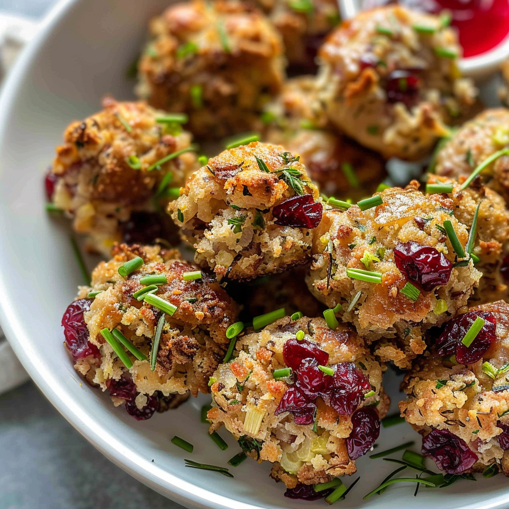 Cranberry Turkey Stuffing Bites
