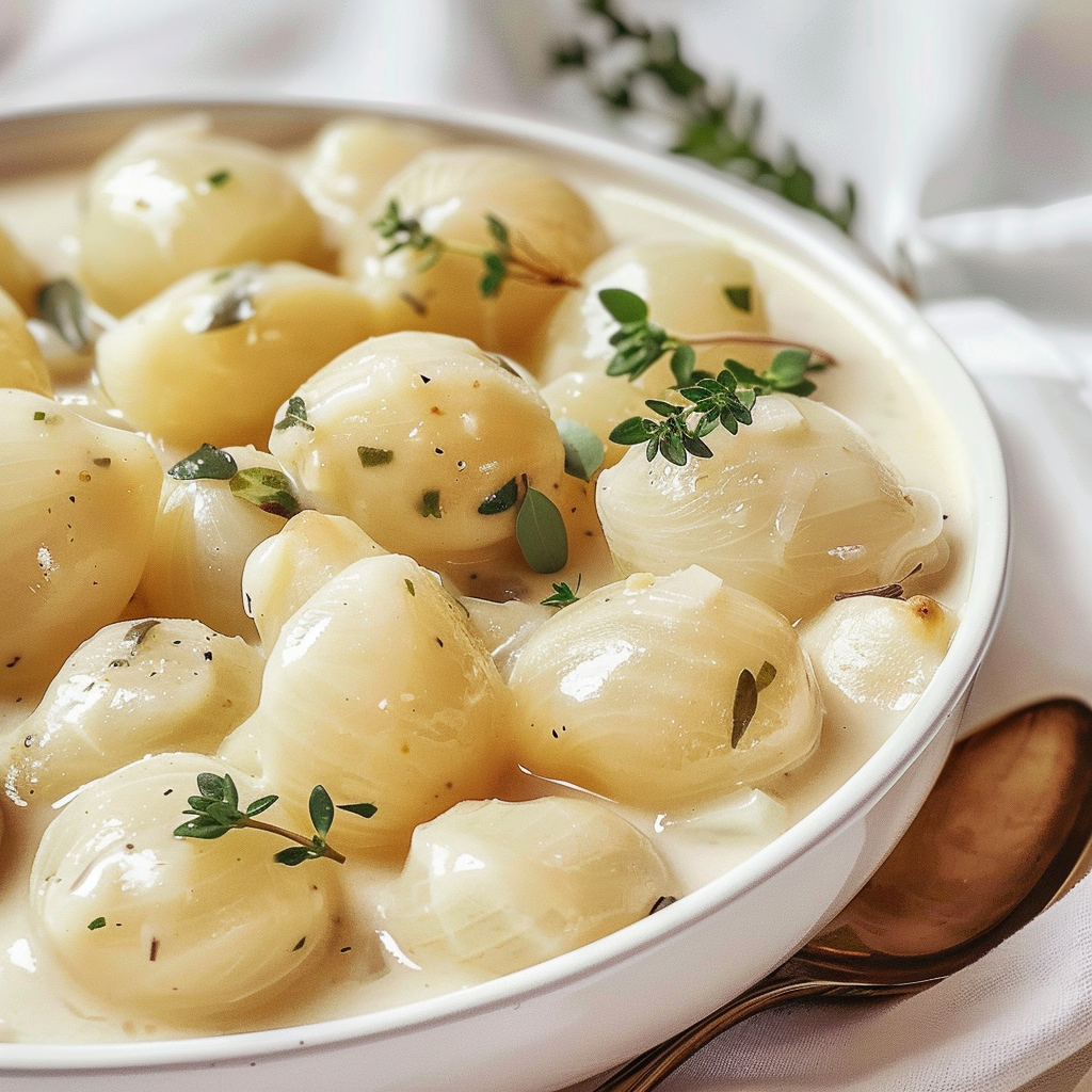 Creamed Pearl Onions with Sage and Thyme
