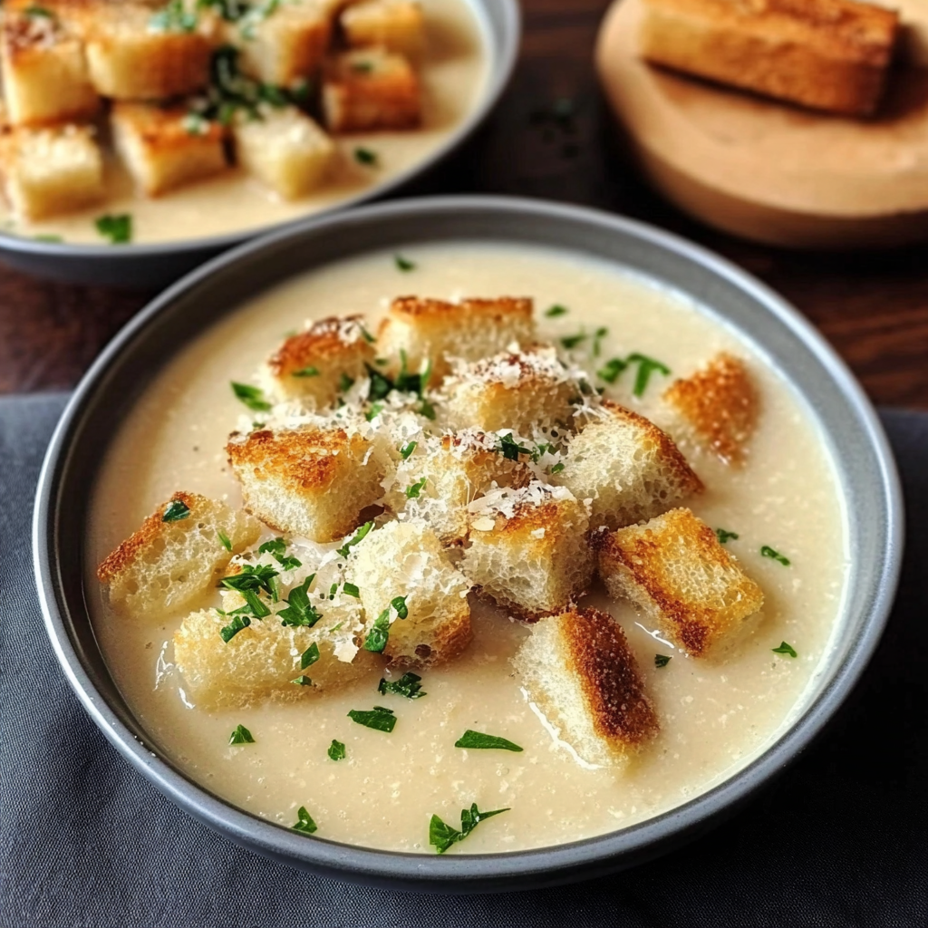 Creamy Garlic Bread Soup