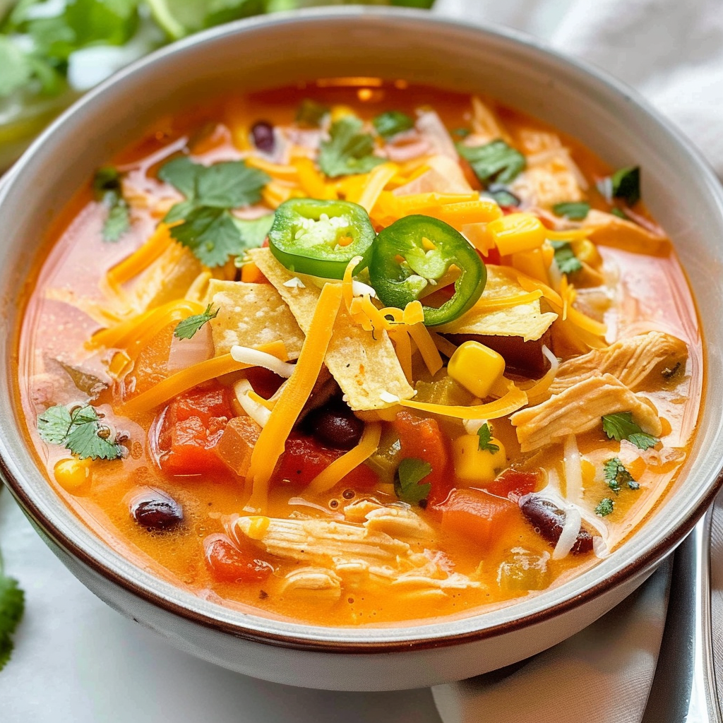 Crockpot Creamy Chicken Tortilla Soup