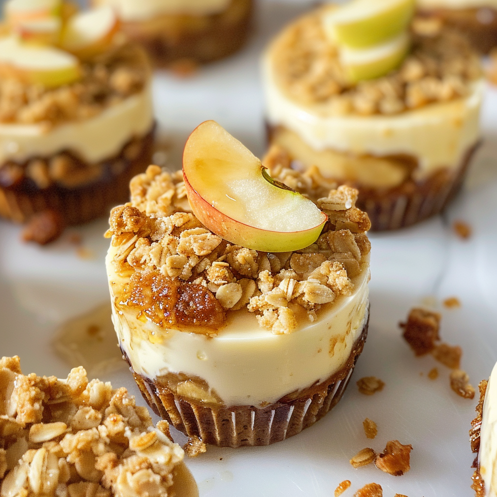 Easy Apple Crisp Mini Cheesecakes