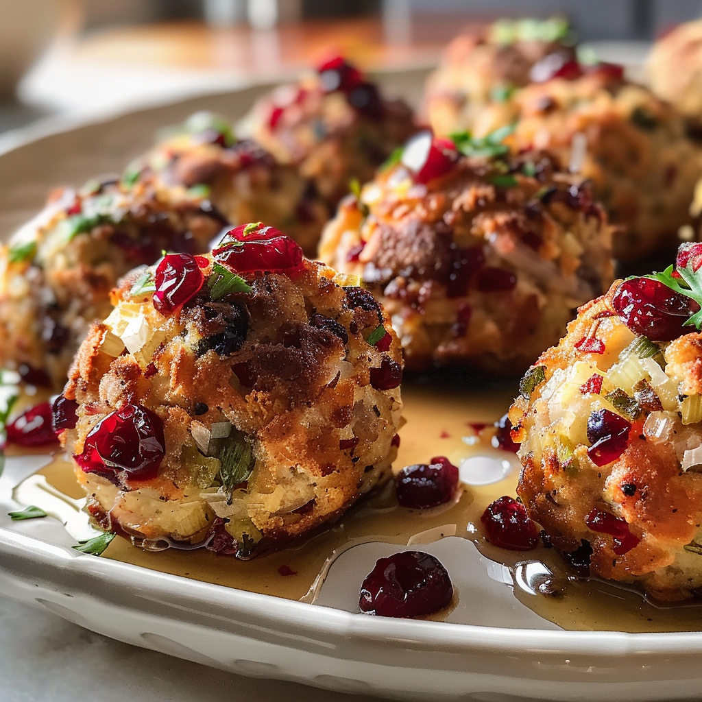 Festive Cranberry Turkey Stuffing Balls