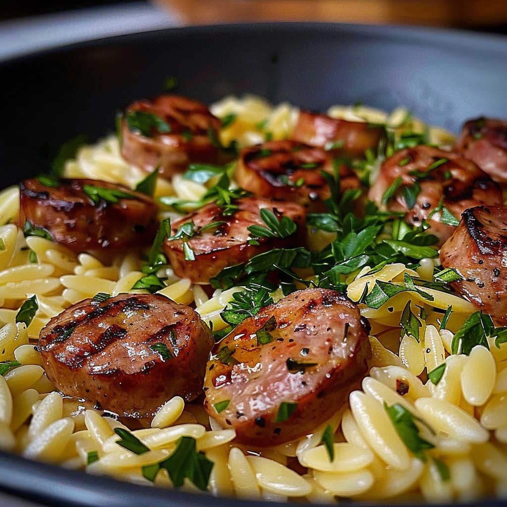 Garlic Butter Sausage and Orzo