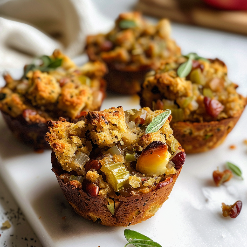 Individual Vegan Thanksgiving Stuffing Muffins