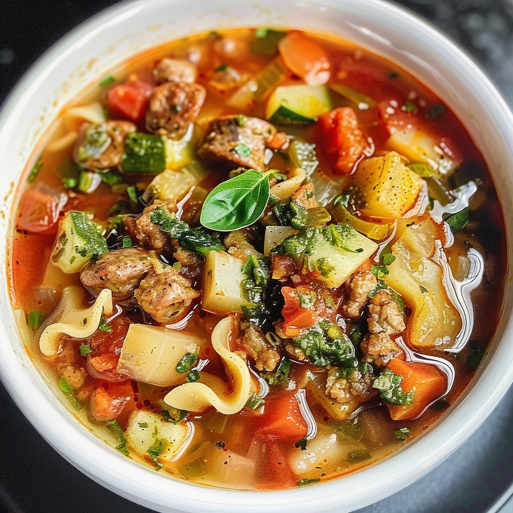 Minestrone with Sausage and Pesto