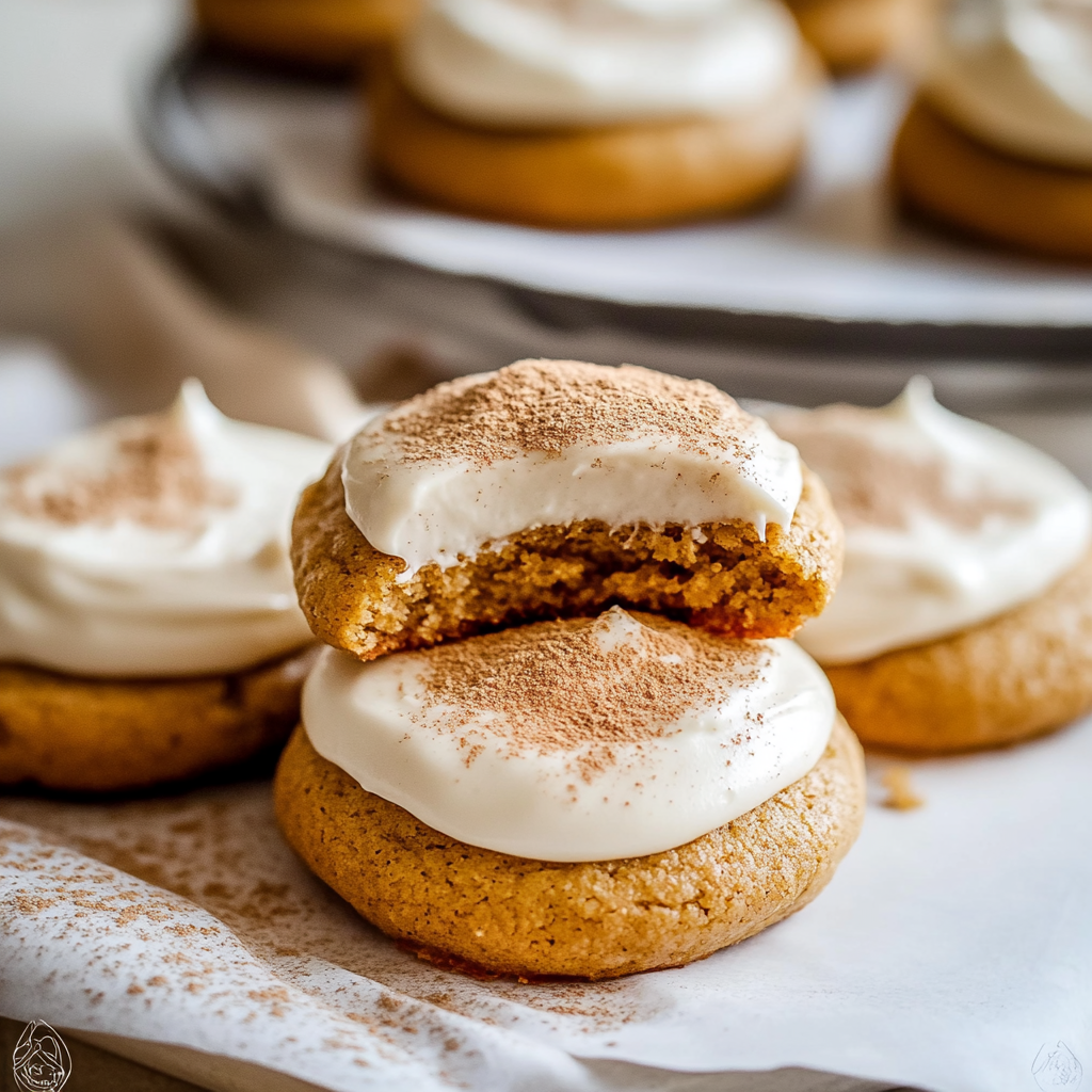 Soft Pumpkin Cookies with Cinnamon Frosting