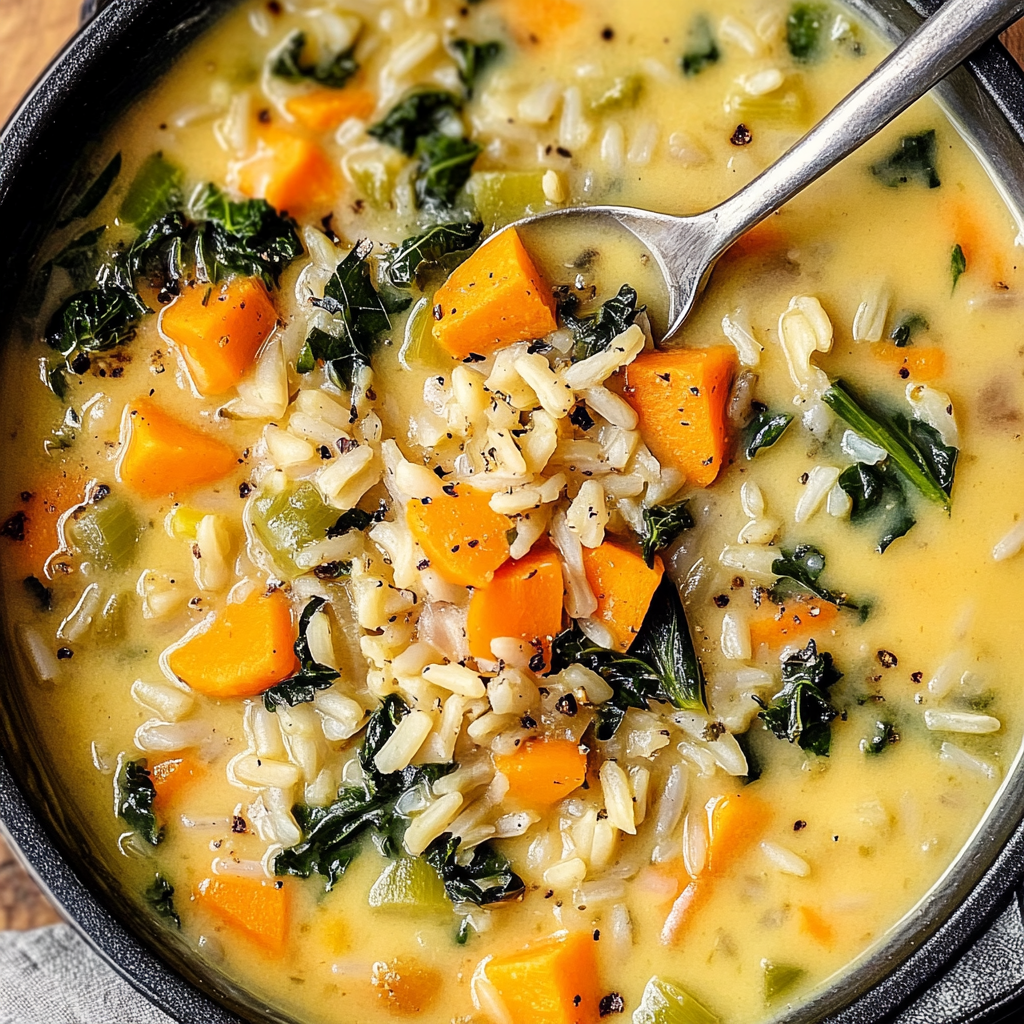 Wild Rice Soup with Sweet Potato and Kale