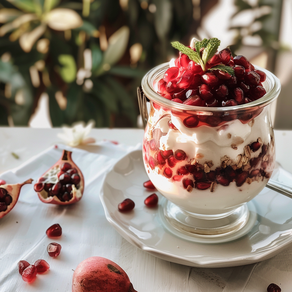 Antioxidant Pomegranate Yogurt Parfait - A Dash of Macros