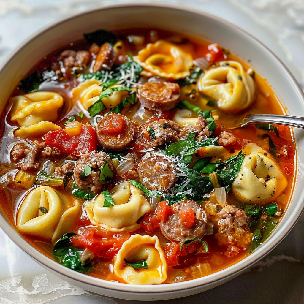 Autumn Tortellini Soup with Sausage