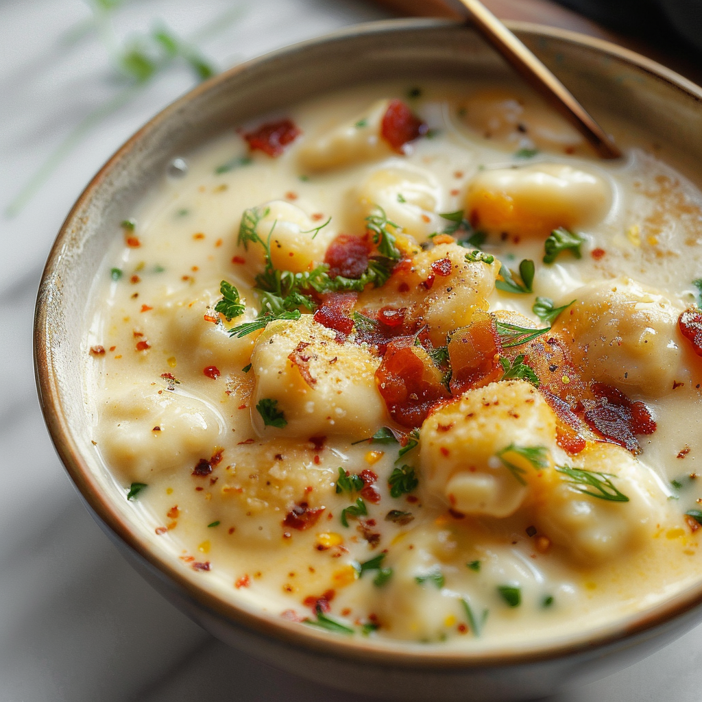 Bacon Cheddar Gnocchi Soup