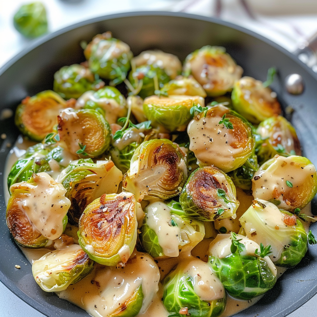 Brussels Sprouts in Alfredo Sauce