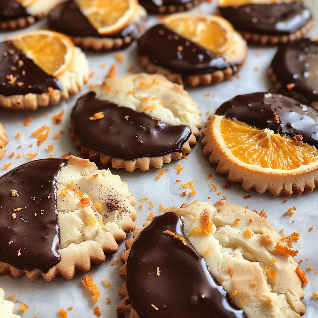 Chocolate Dipped Orange Shortbread Cookies