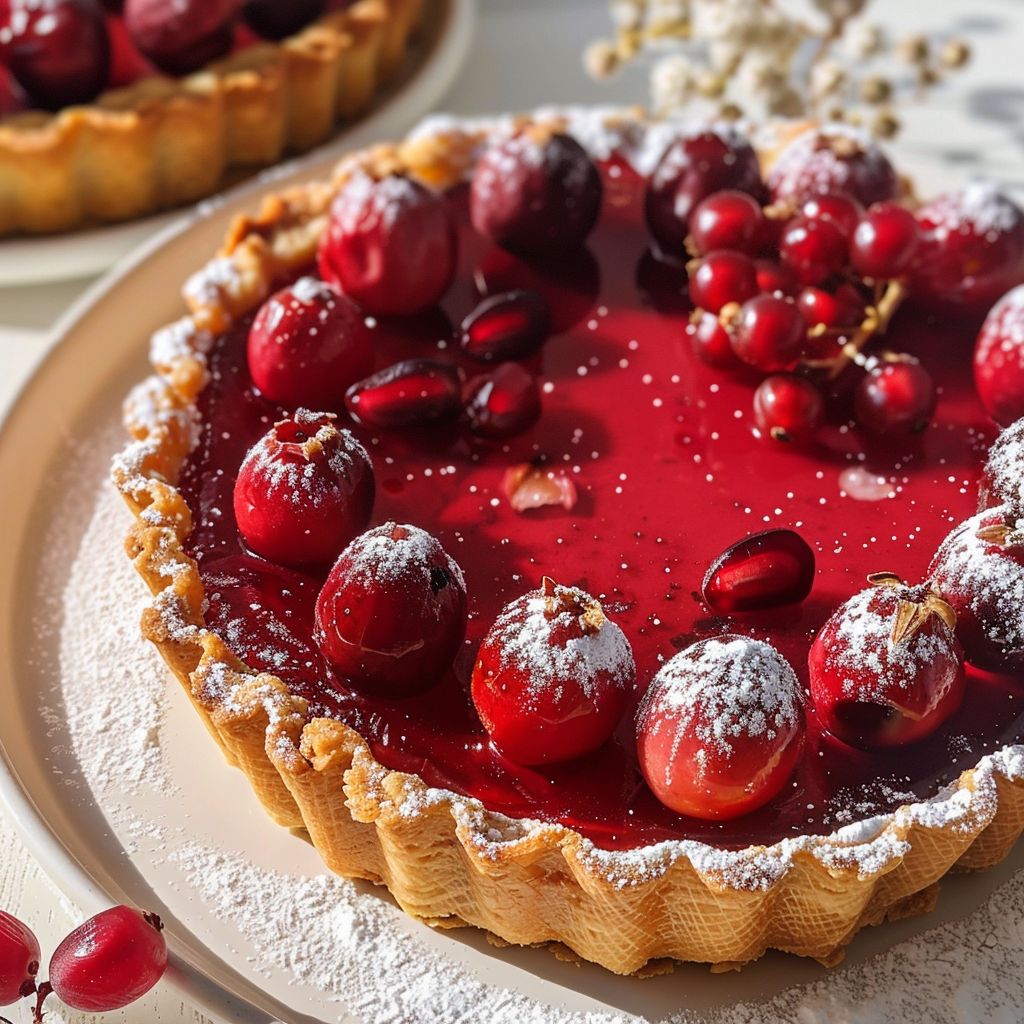 Cranberry Curd Tart with Pomegranate