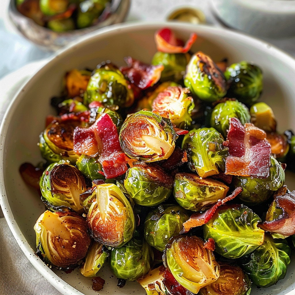 Crispy Honey-Glazed Brussels Sprouts with Bacon