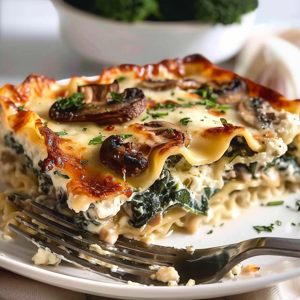 Easy Creamy Spinach and Mushroom Lasagna Recipe
