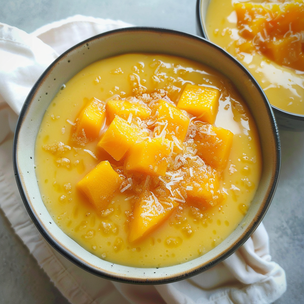 Easy Mango Pudding with Coconut Milk