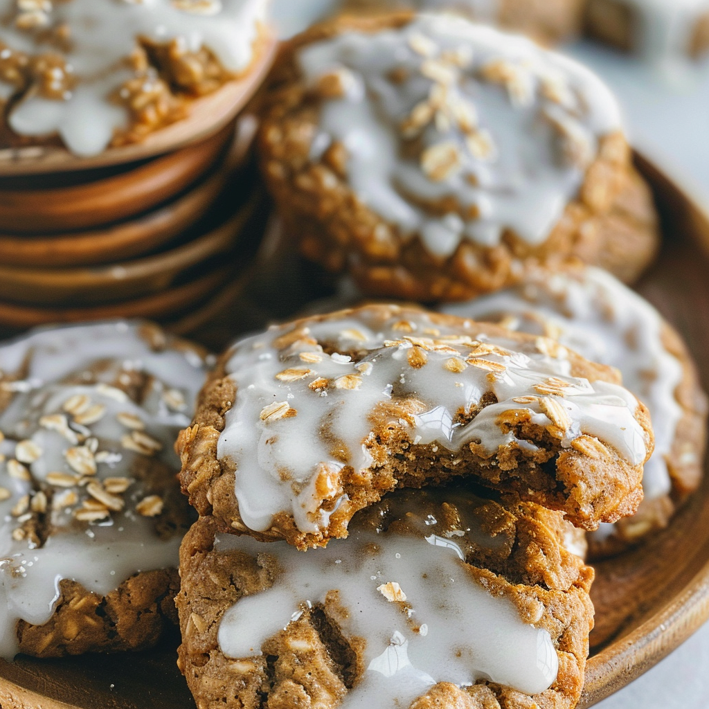 Healthy Iced Gingerbread Oatmeal Cookies