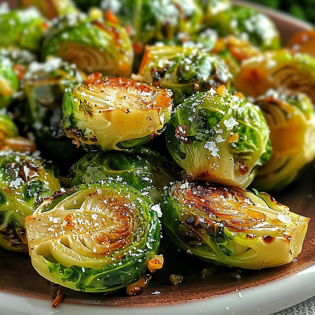 Honey Garlic Roasted Brussels Sprouts