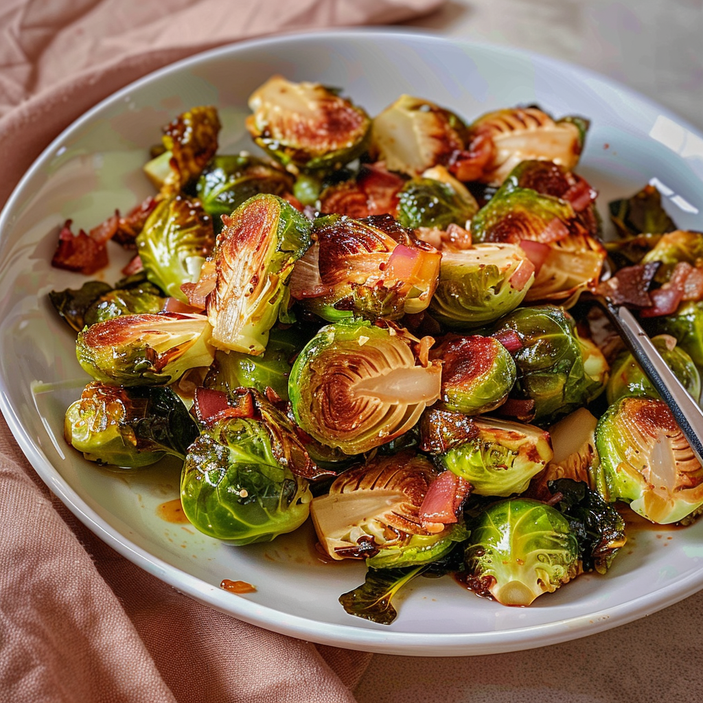 Maple Soy Glazed Brussels Sprouts