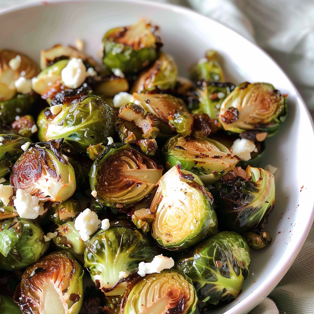 Oven Roasted Brussels Sprouts with Goat Cheese